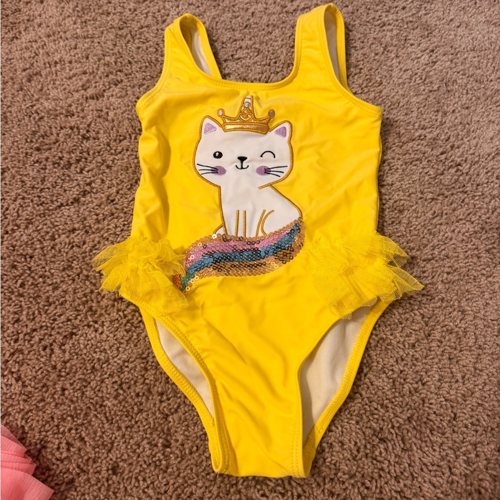 Flapdoodles Yellow Cat One Piece Swimsuit